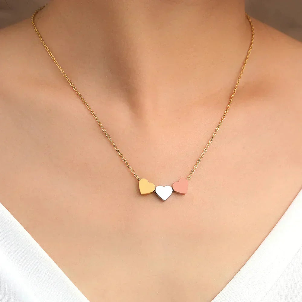 Drievoudige Hart Ketting in Goud
