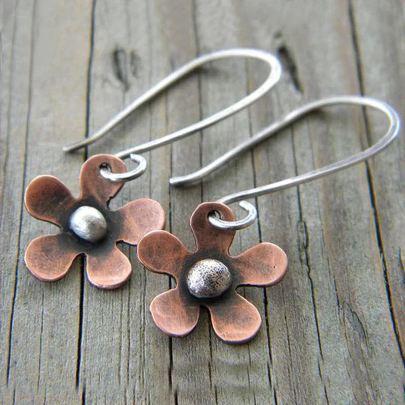 Vintage Bloem Oorbellen in Zilver