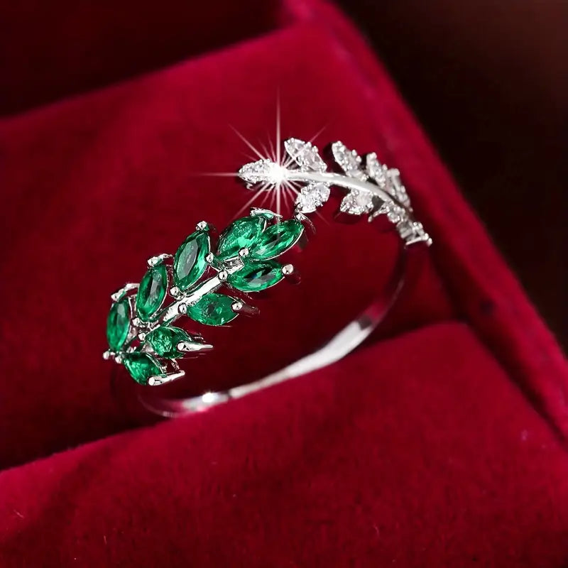 Antieke Groene Bladeren Ring
