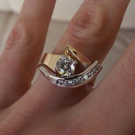 Vintage Irregulaire Gouden & Zilveren Zirkonia Ring