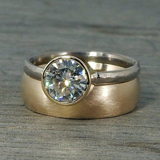 Vintage Zilveren Gouden Kristallen Ring