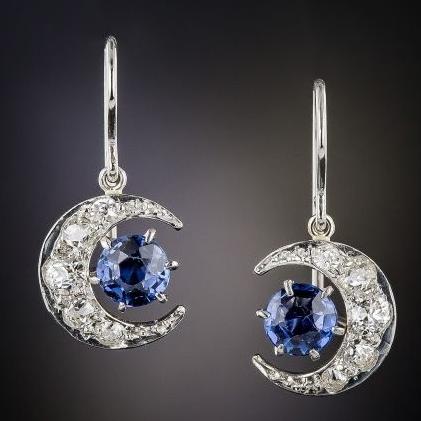 Vintage Blauwe Maanlicht Oorbellen