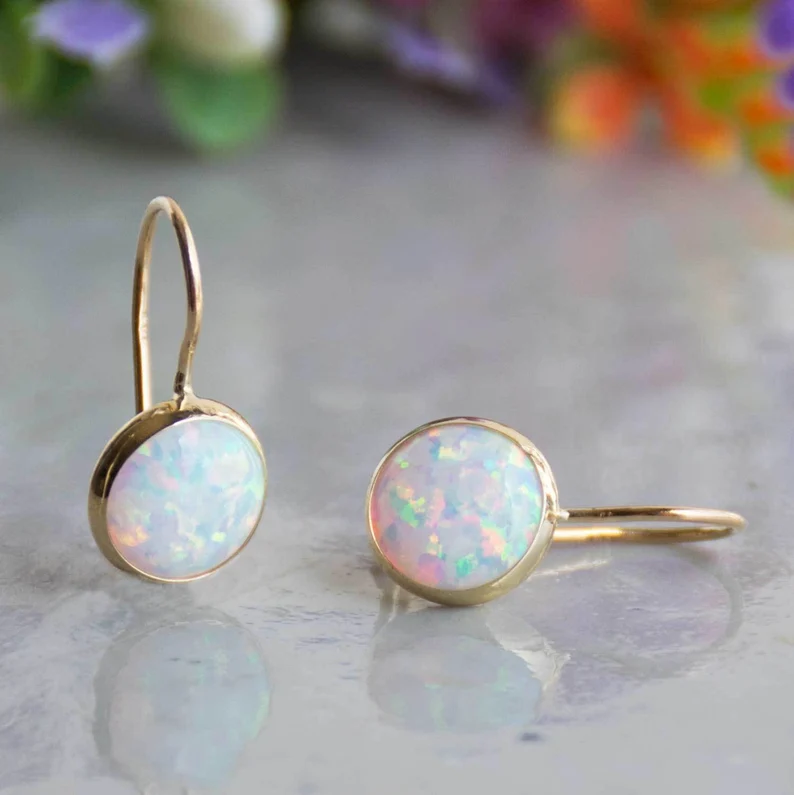 Vintage Opal Stone Gouden Oorbellen