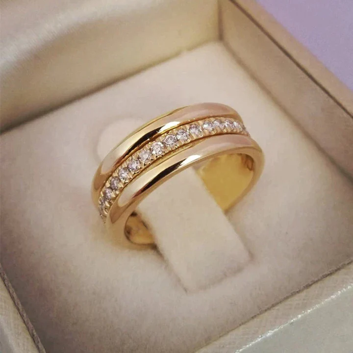 Vintage Gouden Zirconia Ingelegde Ring