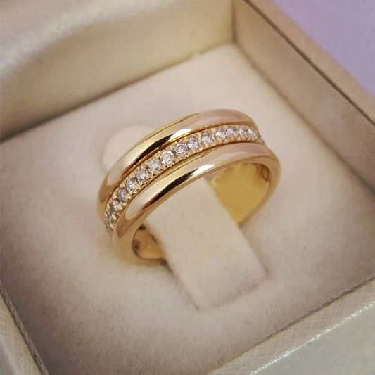 Vintage Gouden Zirconia Ingelegde Ring