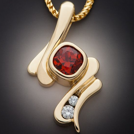 Elegante Rode Zirkonia Gouden Ketting