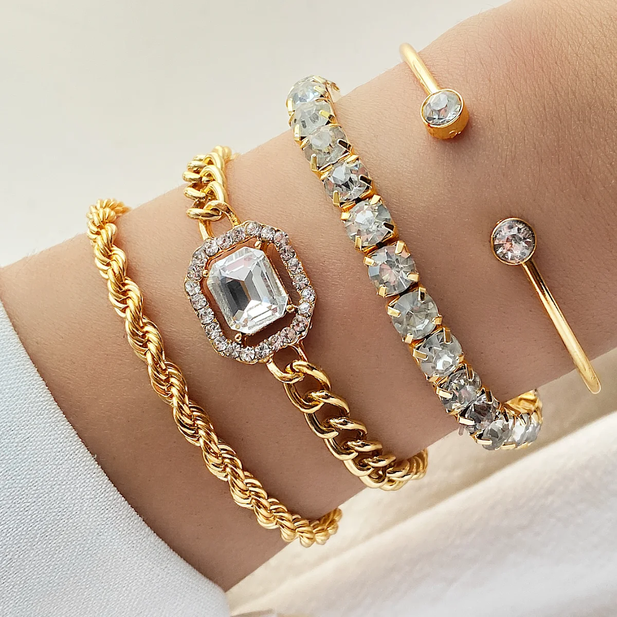Elegante Heldere Gouden Armband Set