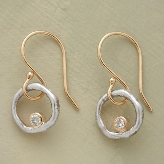 Vintage Gouden & Zilveren Zirconia Oorbellen
