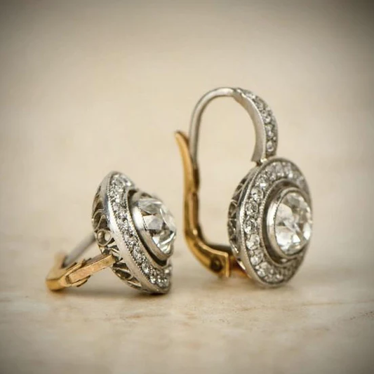 Vintage Gouden & Zilveren Kristallen Oorbellen