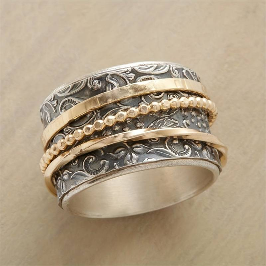 Vintage Gouden & Zilveren Antieke Ring