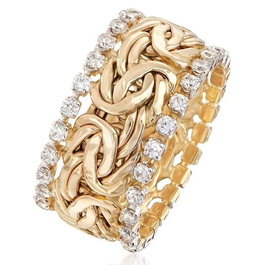 Vintage Gouden Vlecht Zirconia Ring