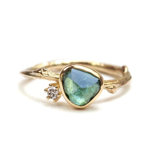 Vintage Gouden Blauwe Steen Ring