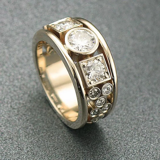 Vintage Gouden Zirkonia Ring