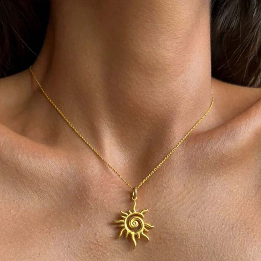 Vintage Gouden Zon Ketting