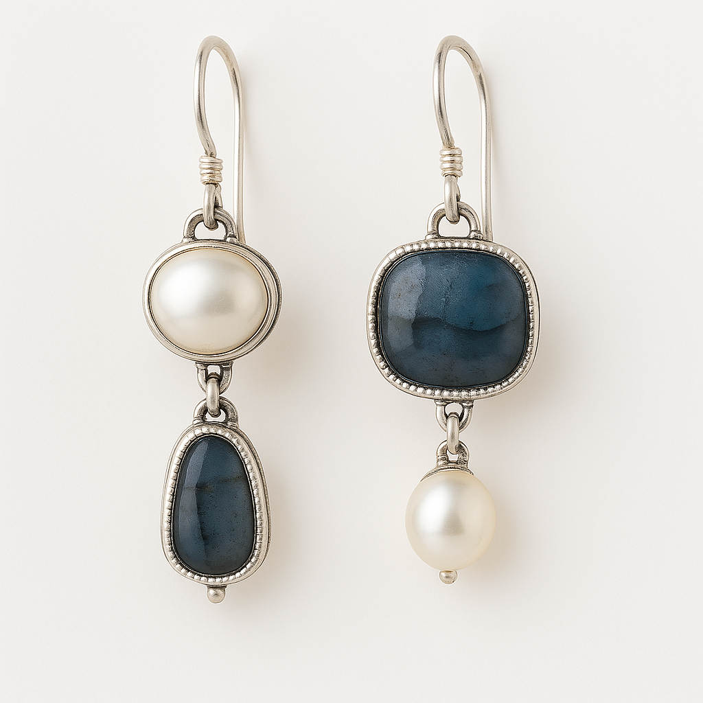 Vintage Natuurlijke Blauwe Steen Oorbellen