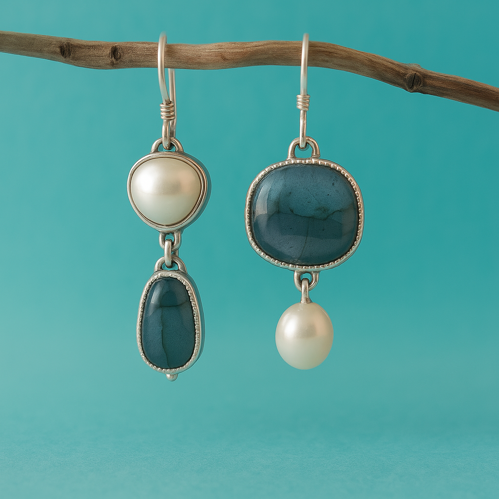 Vintage Natuurlijke Blauwe Steen Oorbellen