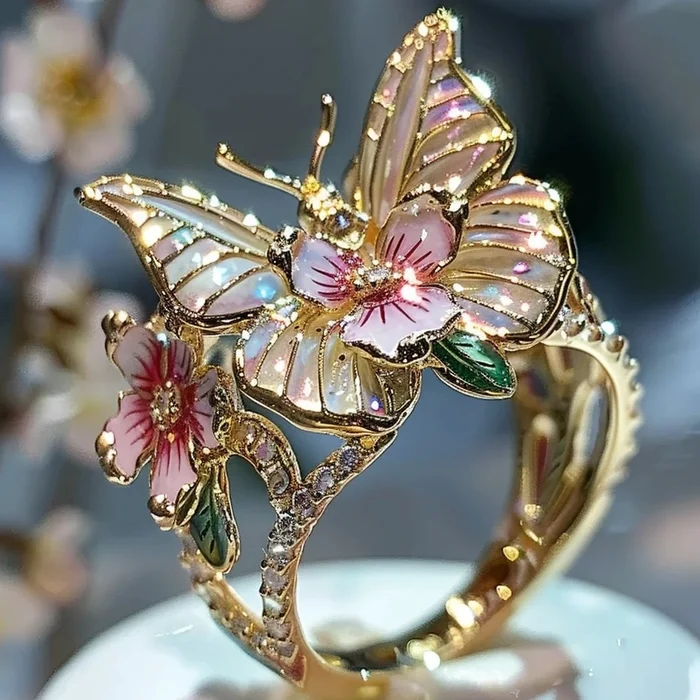Vintage Gouden Canifis Bloemring