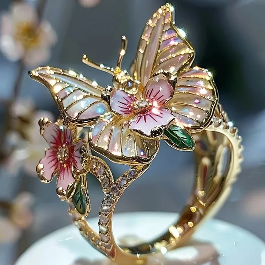Vintage Gouden Canifis Bloemring