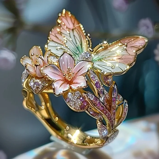 Vintage Gouden Brimhaven Bloemring