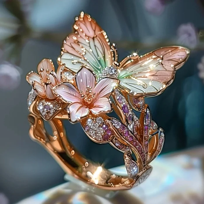 Vintage Gouden Brimhaven Bloemring