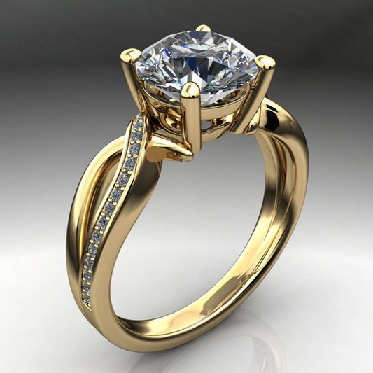 Vintage Zirconia Gouden Vlecht Ring