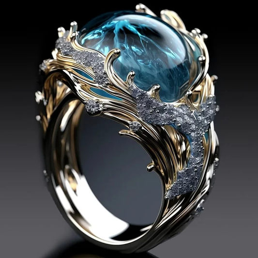Vintage Ocean Crystal Ring | Duurzame Ocean-Inspired Sieraden