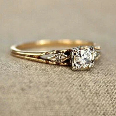 Vintage Zirkonia Fijn Gouden Ring