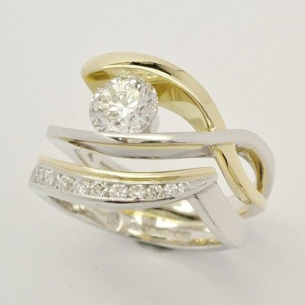 Vintage Laag Gouden & Zilveren Zirkonia Ring