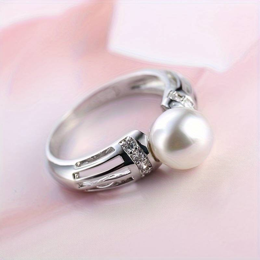 Vintage Zilveren Parelring