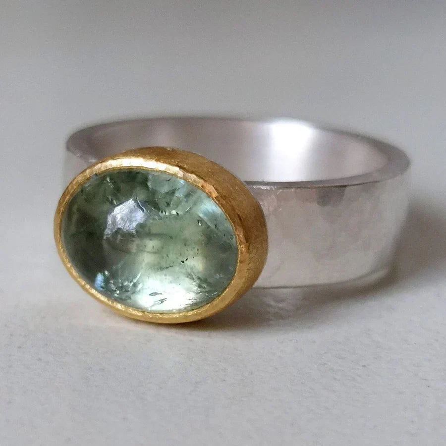Vintage Groene Rondstenen Ring