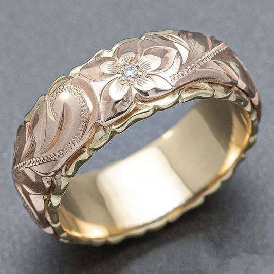 Vintage Rozenbloem Gouden Ring