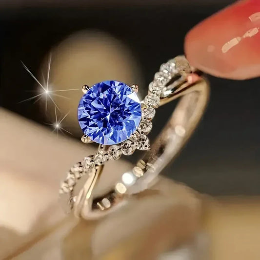Exotische Kristallen Blauwe Ring