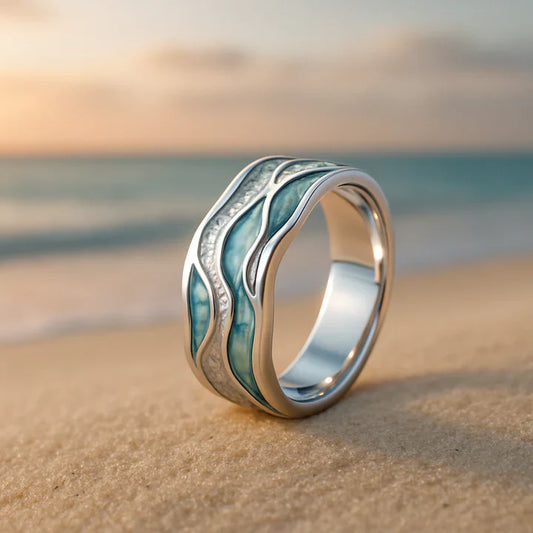 Turquoise Zilver-Plated Golfring