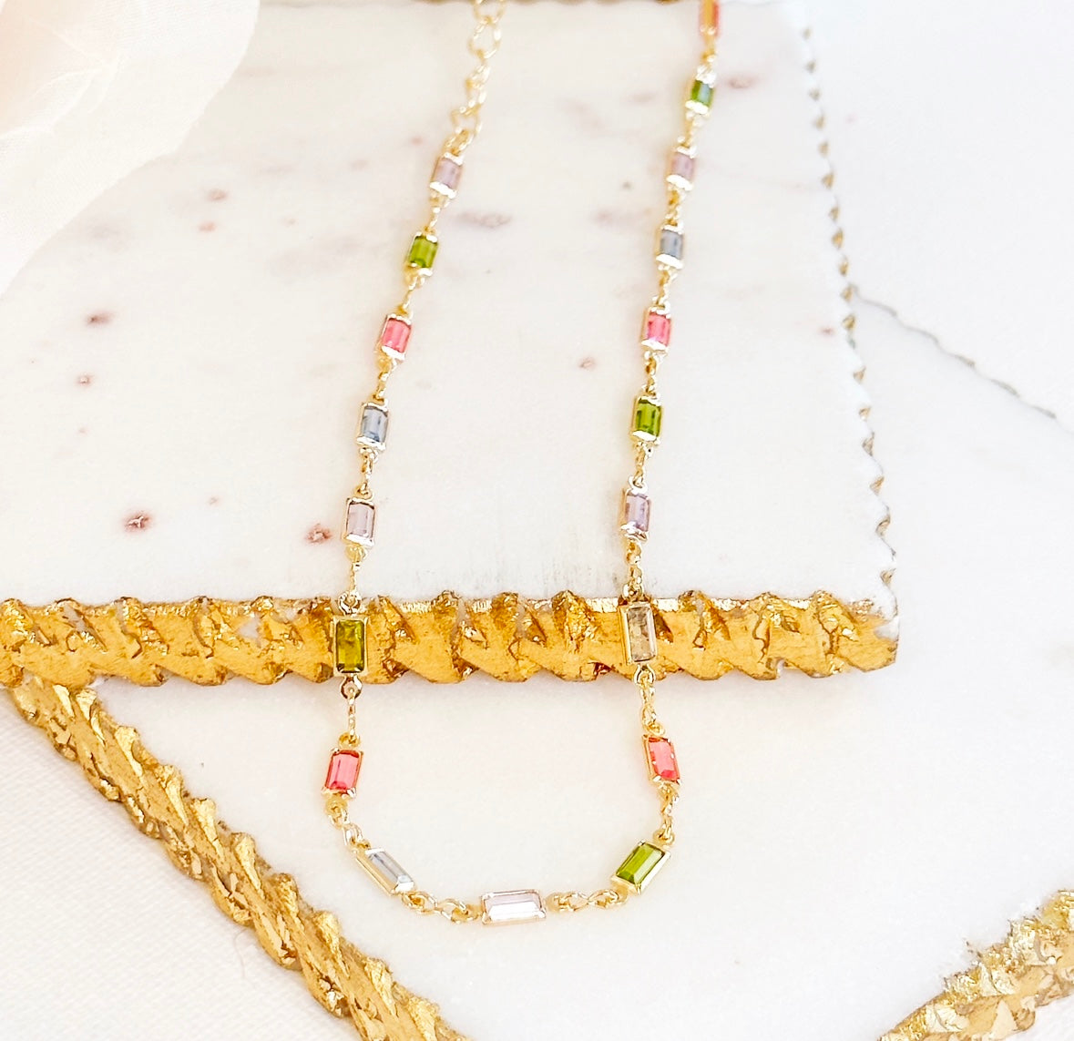 Isabella MultiColor CZ Steentjes Ketting