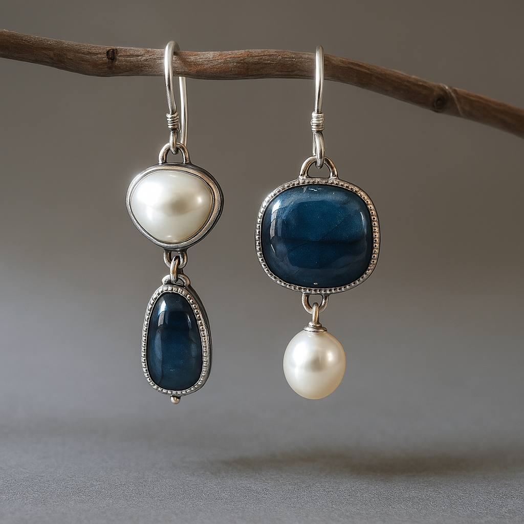 Vintage Natuurlijke Blauwe Steen Oorbellen
