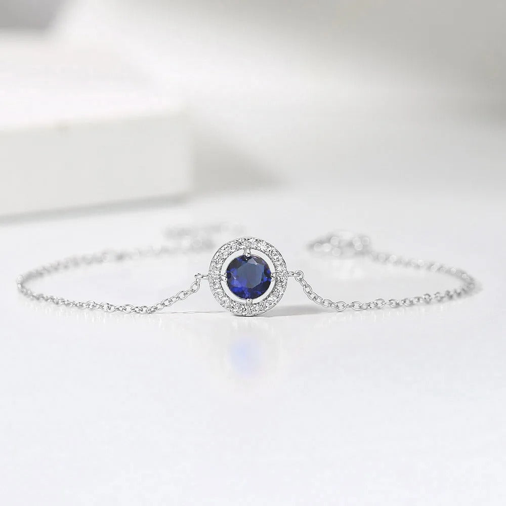 Vintage Zilver Blauwe Kristal & Pave Rand Armband