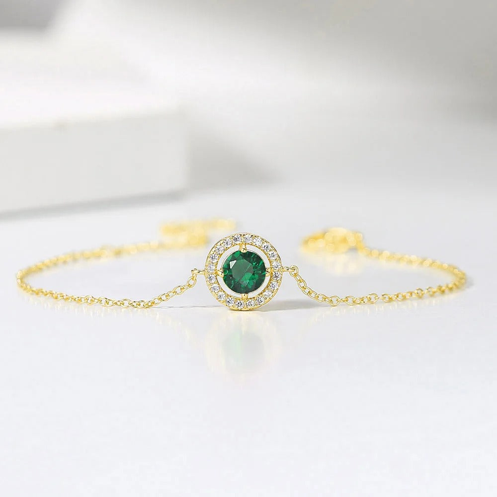 Vintage Gouden Groene Kristal & Pave Rand Armband