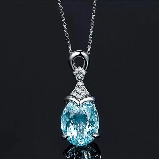 Vintage Zilveren Aqua Kristallen Ketting