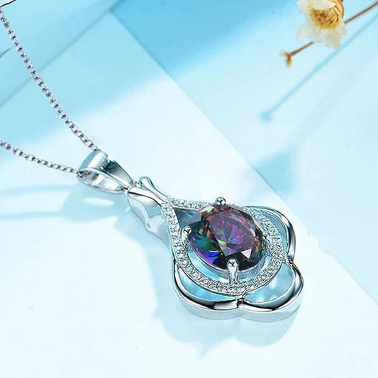 Zilveren Multicolor Edelsteen Hanger Ketting