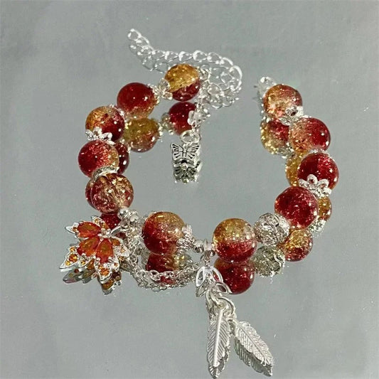 Zilveren Herfstblad & Vlinder Armband