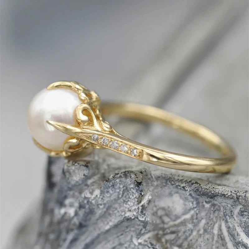Vintage Gouden Parel Centerpiece Ring