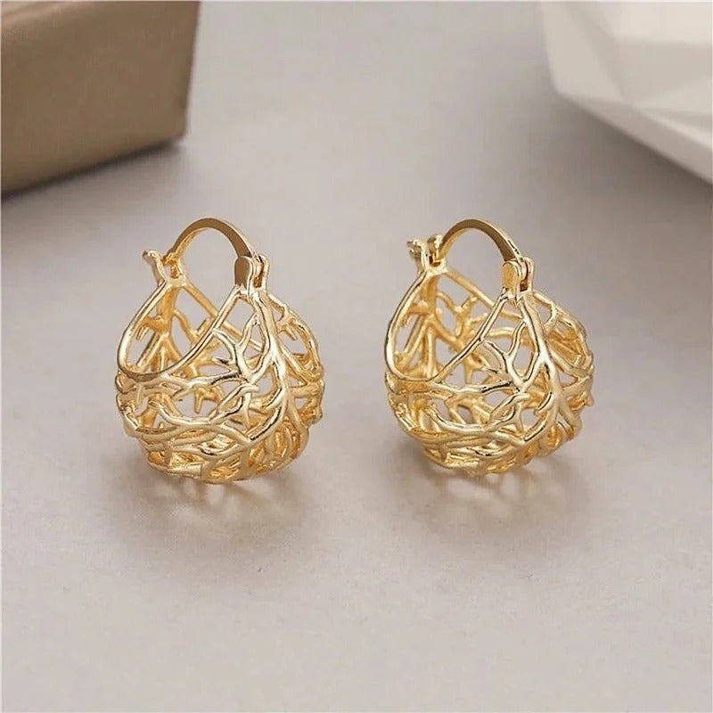 Vintage Gouden Holle Druppel Oorbellen