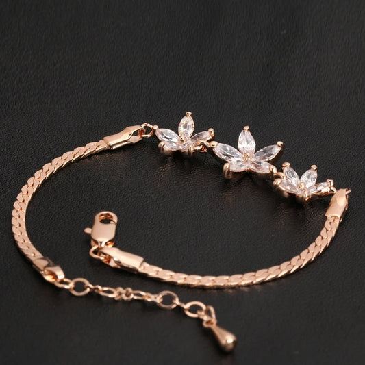 Vintage Roze Gouden Bloem Crystal Ontwerp Armband