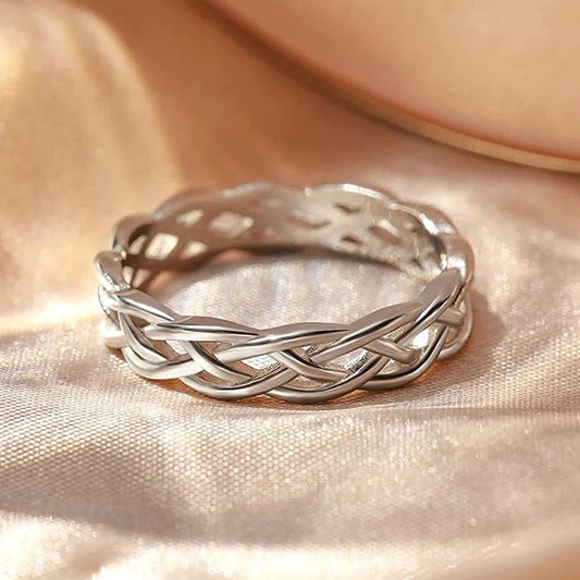 Draaibare Zilveren Gevlochten Ring