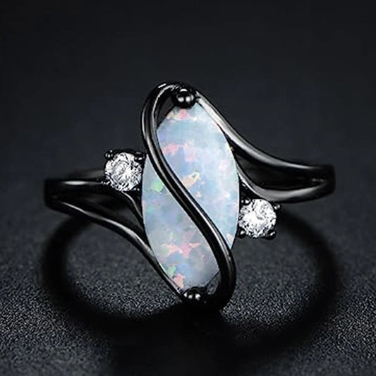 Vintage Zwarte & Opal Twist Ring