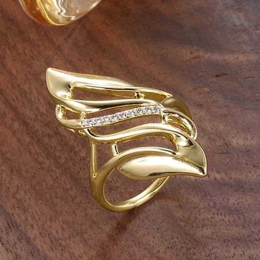 Vintage Gouden Gedraaide Blad Ring