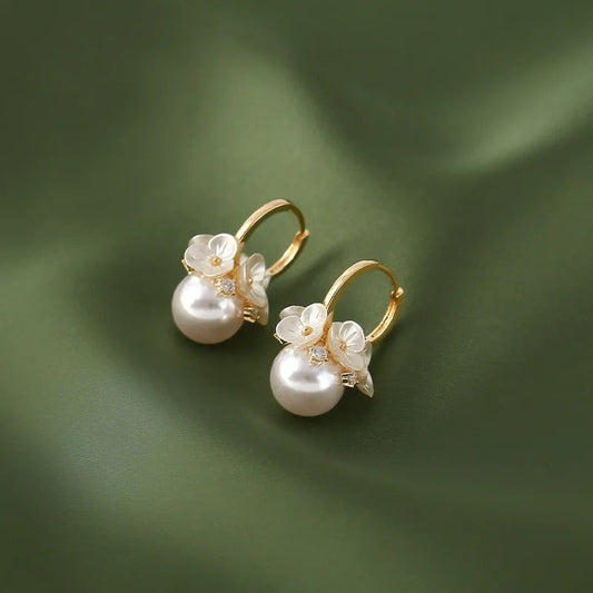 Vintage Bloem Parels Bal Oorbellen
