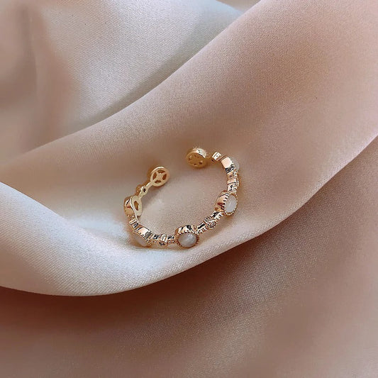 Klassieke Ronde Gouden & Kristallen Verstelbare Ring