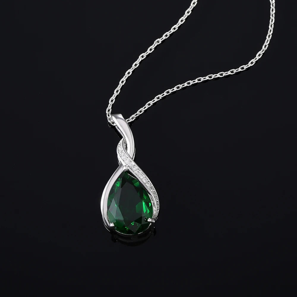 Zilveren Groene Kristallen Hanger Ketting
