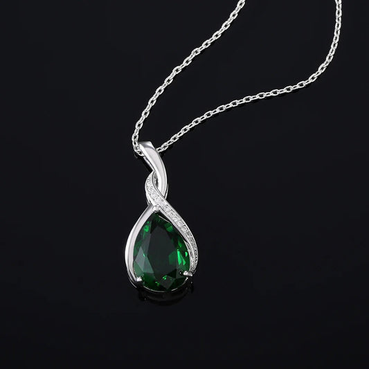 Zilveren Groene Kristallen Hanger Ketting